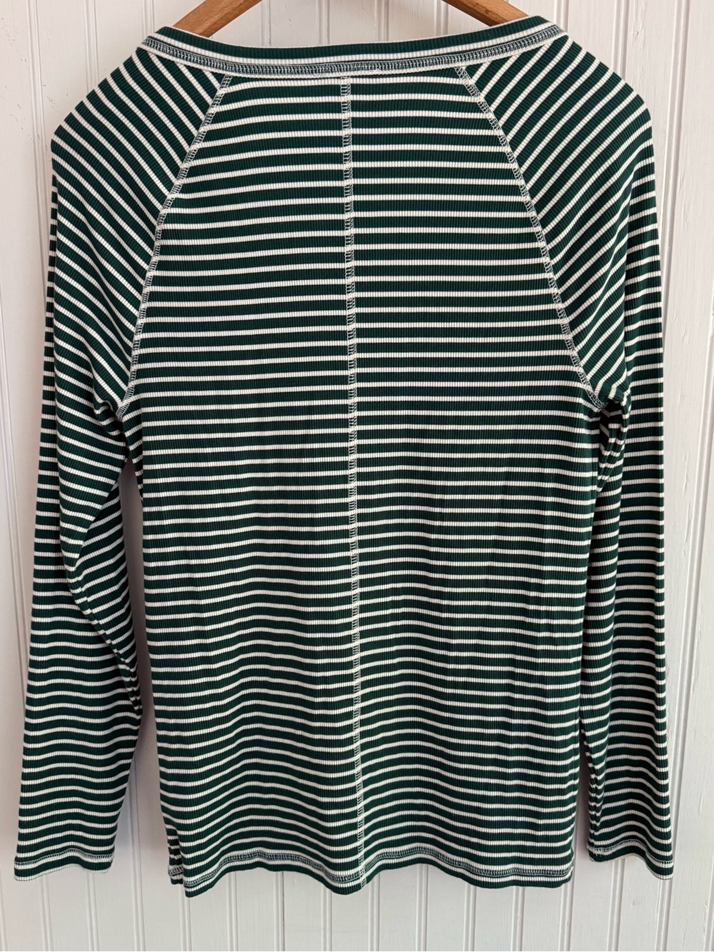 T by Talbots Green and White Striped Henley Small Petite - Picture 5 of 5